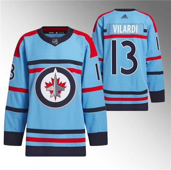Mens Winnipeg Jets #13 Gabriel Vilardi Light Blue Anniversary Primegreen Stitched Jersey Dzhi